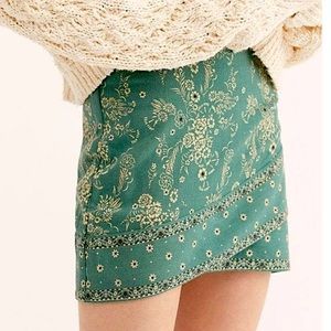 Free People Green Floral Mini Skirt